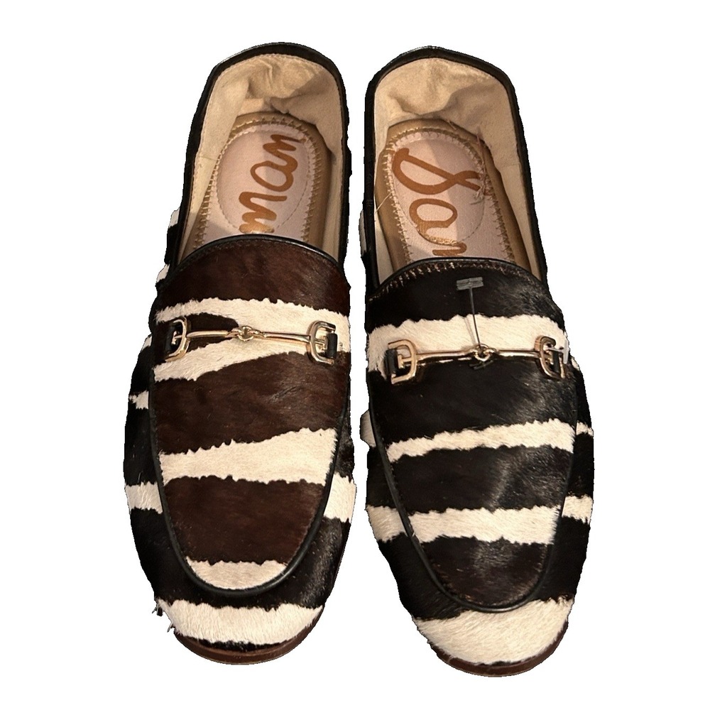 Sam Edelman Women's Loraine Lior Loafer Gold Horse Bit Cow Hair Fur 6M